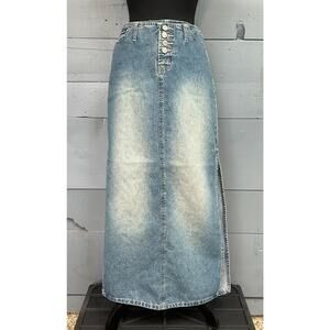 Squeeze Stephen Hardy Denim Maxi Skirt size 1/2 Button Fly